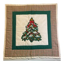 Handmade Christmas Tree Quilted Applique Wall Hanging 25 inches square
