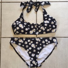 No Boundaries Black/White Daisy SWIMSUIT Bikini Juniors Set In Small 3-5