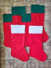 6 Jumbo Christmas Stocking 34" Felt Decoration Red White Green