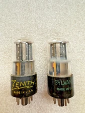 1951 SYLVANIA 6SN7GT 3-Hole Bad Boy Matching Pair Low Noise Preamp Tubes