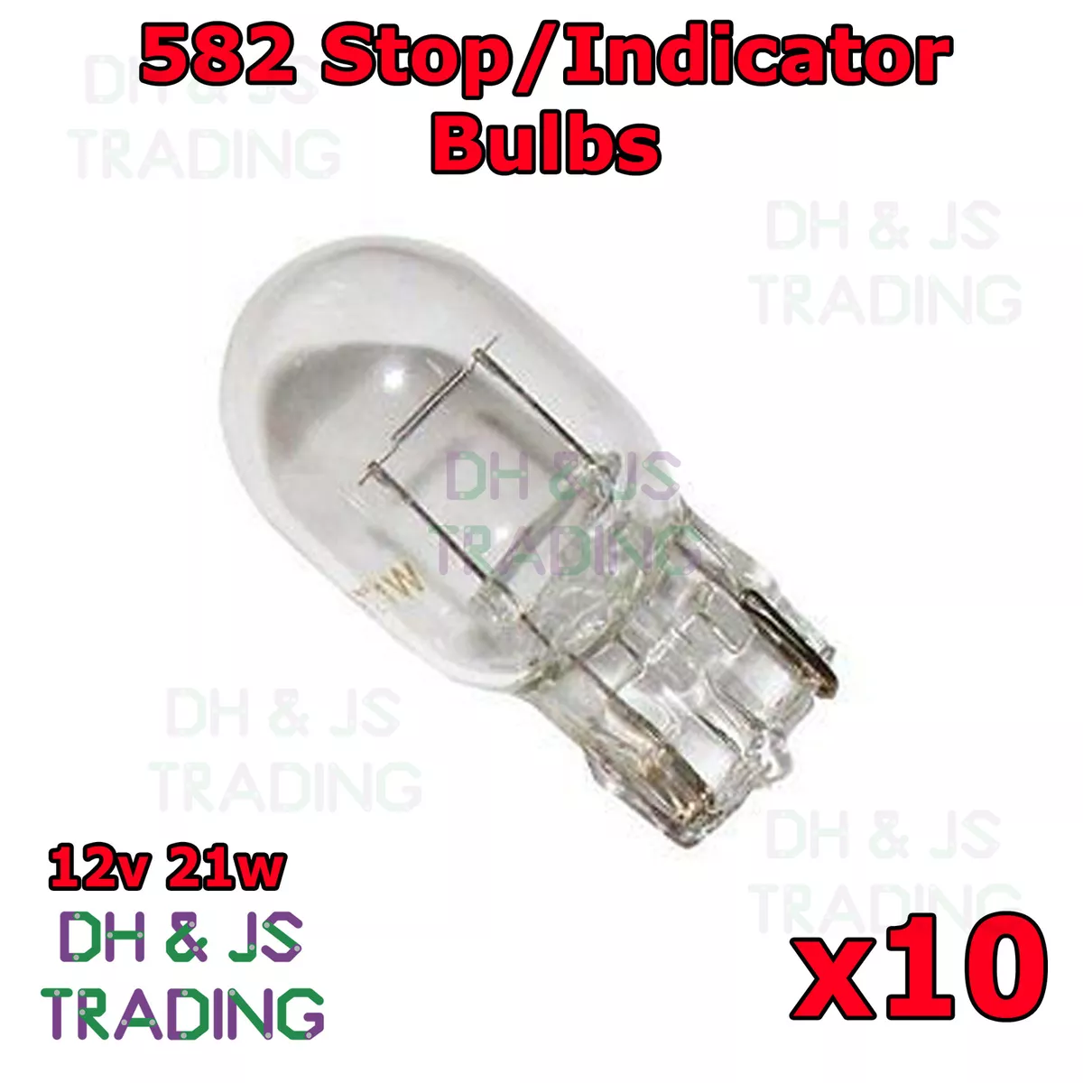 10 x 582 382 Capless Wedge Brake Stop Tail Bulbs Bulb 12v 21w Car 7575