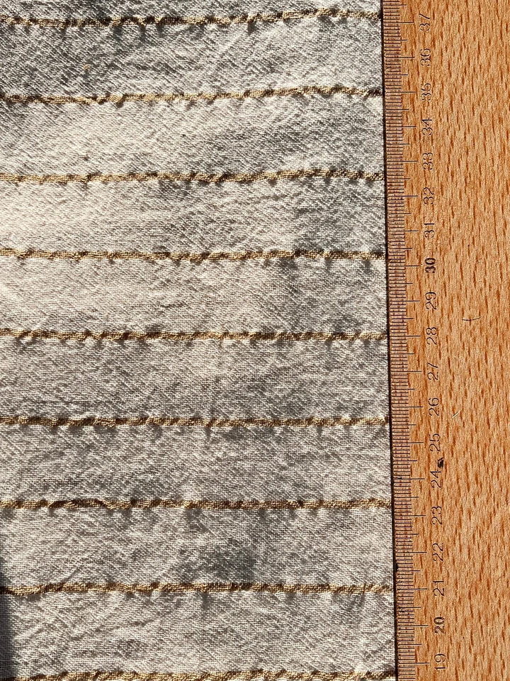 Beige Striped Neutral Organic Cotton Fabric By 2 Meters. - Image 2 of 4