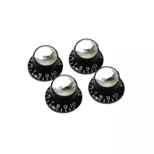 Gibson Top Hat Style Knobs Black / Silver