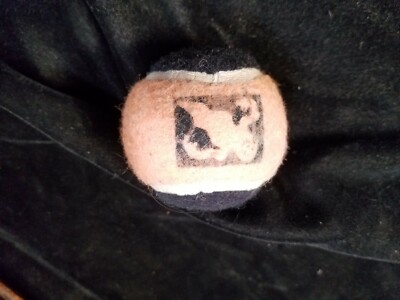 Vintage Pink & Black Tennis Ball w/ Ghost Design On It 