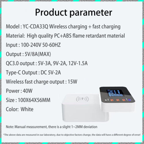 Multi-port charging USB+1QC3.0+1Type-c+ wireless desktop smart LCD display - Picture 12 of 13