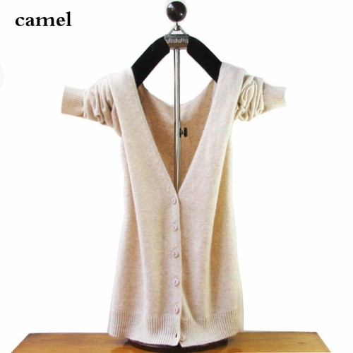 Damen-Strickjacke Wolle Kaschmir wie Knopfpullover Jacke V-Ausschnitt - Bild 13 von 26