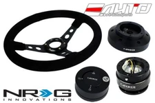 NRG 350 3" Deep Steering Wheel Suede BK/101 Hub/2.0 Quick Release CF/Lock Matt