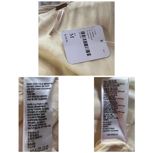 Mini abito babydoll panna ricamato nuovo con etichette $128 Free People Desert Bloom M - Foto 11 di 12