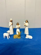 Sculpted HandPainted Christmas Unbranded Set Figures 6pcs Art Figure Jesus Décor