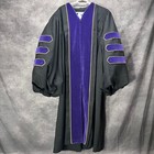 Faculty Regalia Doctoral Graduation Gown Unisex Size XL 52 Black Purple Velvet