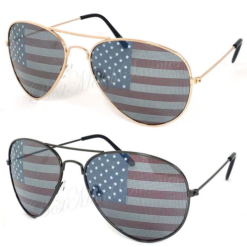 2 Pairs American USA Flag Pilot Sunglasses FREE Pouches Pick your color! - Picture 7 of 15