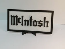Subdued Classical Design McIntosh Lettering Sign in Black on 'Marble'