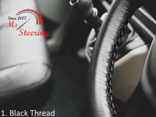 BLACK LEATHER STEERING WHEEL COVER FOR VOLVO C30 08 -12 | DIFF STITCH