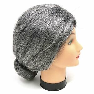 Skeleteen Old Lady Costume Wig Silver Granny Bun Wig Costume Accessories Ebay