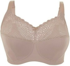 Glamorise COMFORT LIFT Bra 50F WIRELESS 3-Piece Cups SOFT-LACE TAUPE NEW