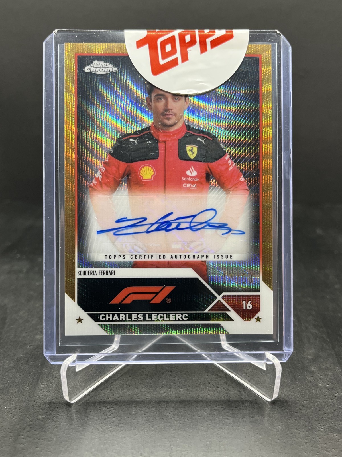 2023 Topps Chrome F1 Charles Leclerc Autograph Auto Gold Wave 17/50 #CAC-CL view 1