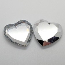 1 Vintage Swarovski 6225 25mm Crystal Heart Faceted Edge Flat Pendant
