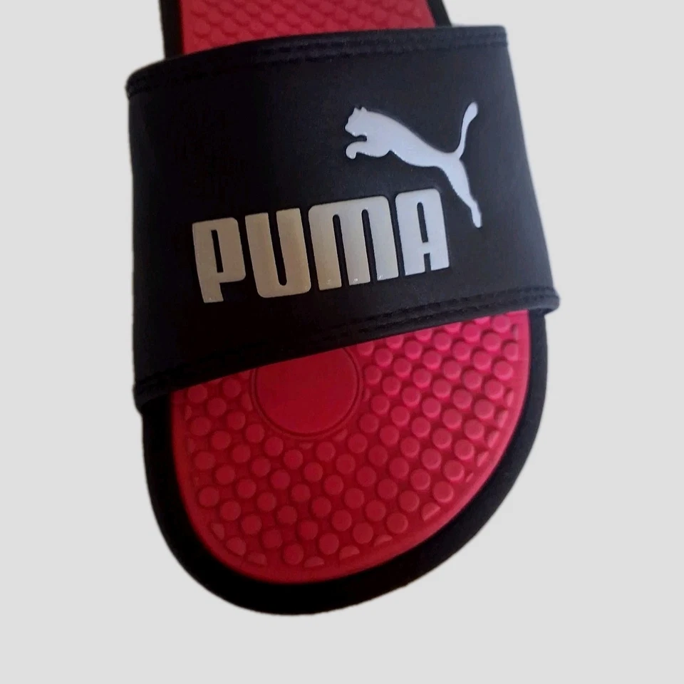 Puma Cool Cat Youth Casual Beach Slide Flip Flop Black & White Knockout Pink - Image 3 of 3