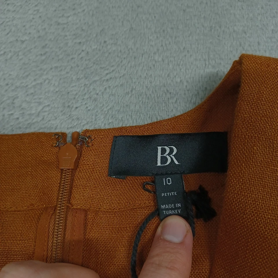 Vestido Vaina Banana Republic Para Mujer 10 Marrón Lino Manga Corta Preppy Nuevo Con Etiquetas Foto 3 de 4