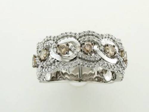 Le Vian 14K White Gold Ring for Women 1.20 cts Vanilla Chocolate Diamonds Size 7