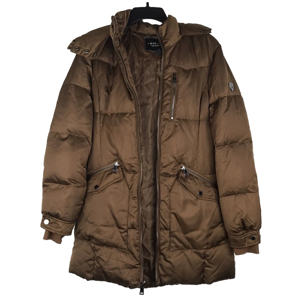 1 Parka Madison acolchada marrón coñac bolsillos con capucha mediana DEFECTUOSA Foto 2 de 4