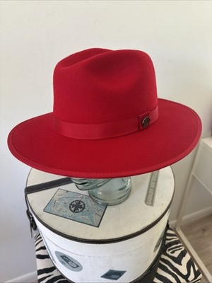 Two Tones Bruno Capello Hat. Fedora. Red/green. MEDIUM