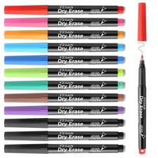 YISAN Dry Erase Markers Ultra Fine Tip,0.7mm 1 Count Pack of 12 , Multicolor