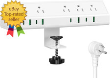 45W Fast Charging Station,Desk Clamp Power Strip,4 PD USB-C Ports,5 AC Outlets,S