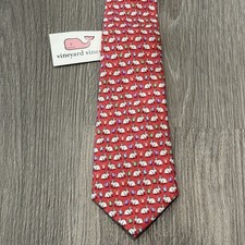 New Boys Vineyard Vines Raspberry Bunnies  Eggs Easter Printed Neck Tie Silk
