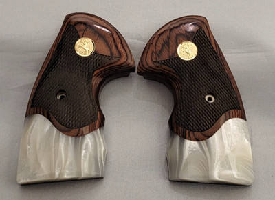 Colt Python Rosewood Grips with  Acrylic Pearl accent and a Gold Colt Medallion