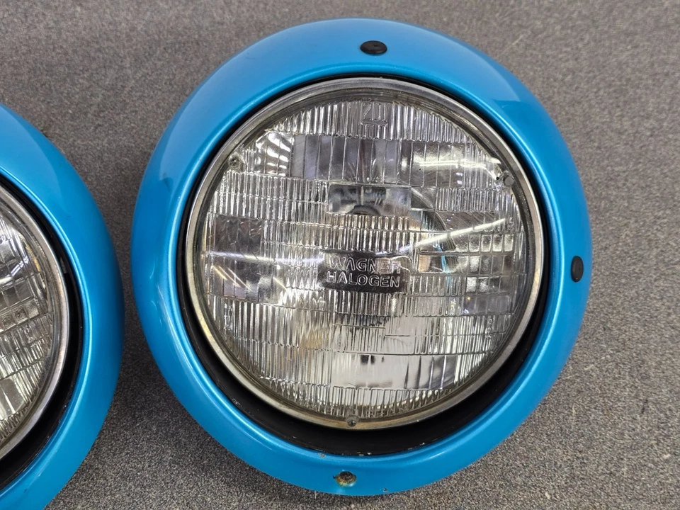 PAR DE CONJUNTOS DE FAROS USADOS ORIGINALES PORSCHE 911 912 930 CON ANILLOS ACI PERSONALIZADOS Foto 3 de 4