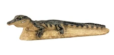 Alligator Statue Gator On A Log Sculpture Figurine American Alligator