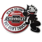 Vintage Large Chevrolet Sign - Felix the Cat Advertisement Gas Porcelain Sign