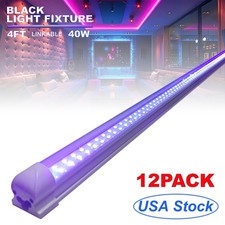 12Pack Linkable 4 Foot 40W UV Bar LED Black light Fixture T8 Integrated Bulbs