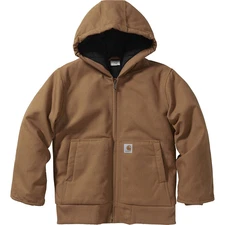 Carhartt  OJ8545 Kids Active Hooded Jacket Canvas Insulated Brown New with tag