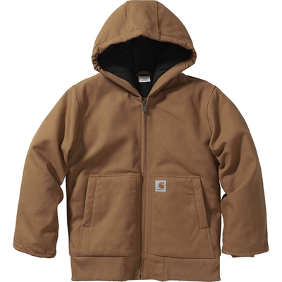 Carhartt OJ8545 Kids Active Hooded Jacket Canvas Insulated Brown