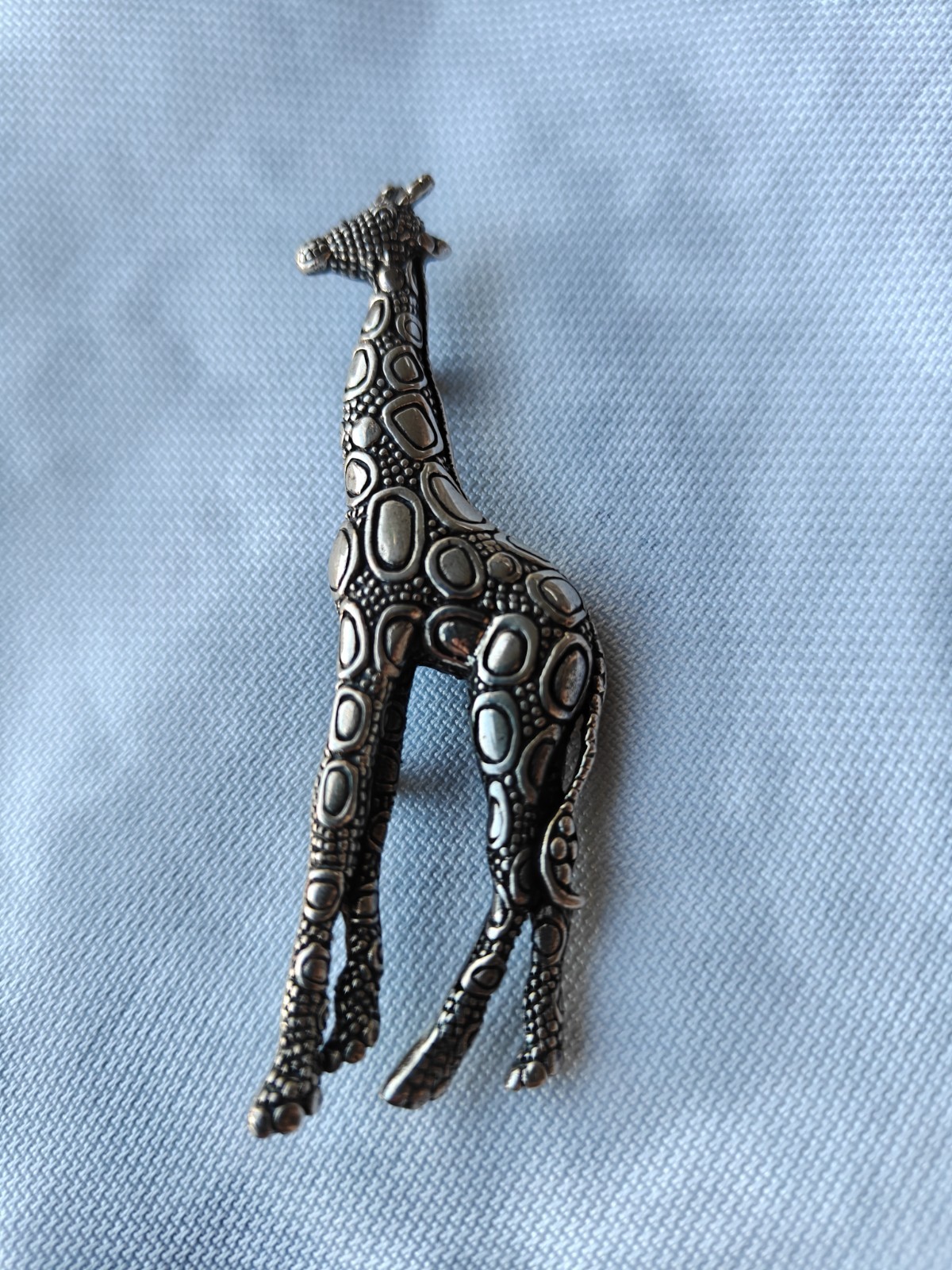 Handcrafted Solid Sterling Silver Pebbled Giraffe… - image 1