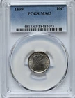1899 10C Barber Dime PCGS MS63 Graded Silver Coin #4818