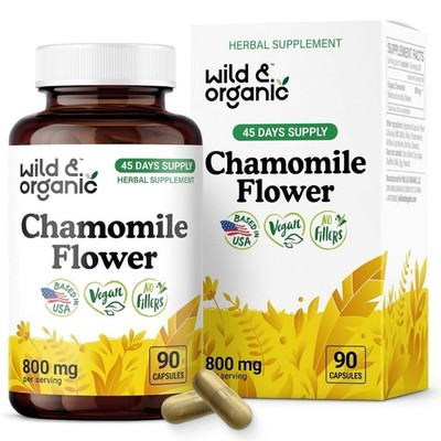 Wild & Organic Chamomile Flower Extract 800mg | 90 Capsules | 45 Day Supply