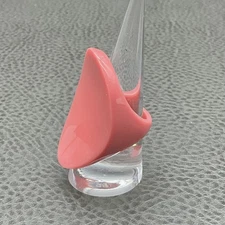 Modernist Pink Ring Size 8.5 Sculptural Statement Jewelry Retro Womens Fashion