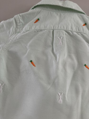 Janie And Jack Boys Easter Embroidered Bunny Oxford Button Down Size 6-12 Months - Picture 6 of 7