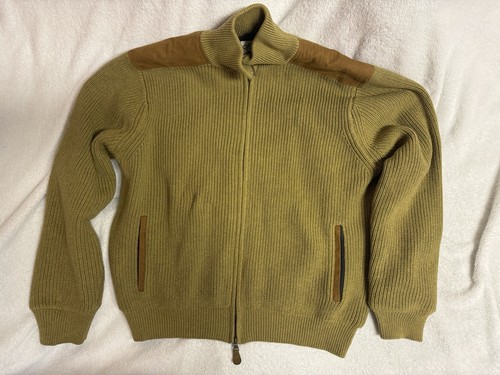 Orvis Full Zip Heavy Weight Thick Cotton Sweater Jacket Brown Suede Men’s Large - Picture 1 of 8
