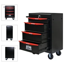 4 Drawers Rolling Tool Box Cart Tool Chest 30" H Tool Storage Cabinet Organizer