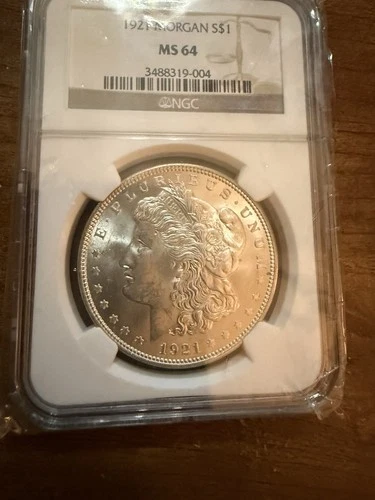 1921 P Morgan Silver Dollar NGC MS64