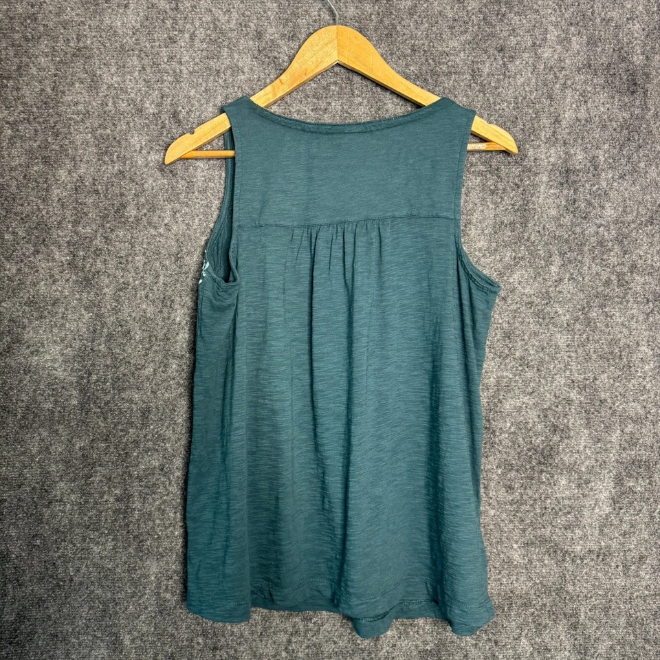 Camisa J. Jill Mujer M Verde Bordada Sin Mangas Camiseta sin Mangas Informal Boho Verano Foto 2 de 4