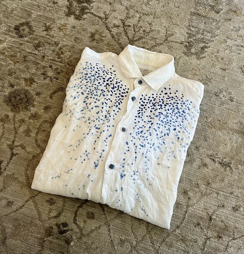 Chemise boutonnée en lin brodé café Capri Italie Camicia | Medium - Photo 1/8