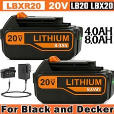 2/1Pack 20V Lithium-ion 4/8Ah Battery for BLACK DECKER 20 Volt LBXR20 LBX20 LB20