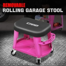 Removable Garage Mechanic Stool Rolling Workshop Mobile Seat Storage Tray Purple