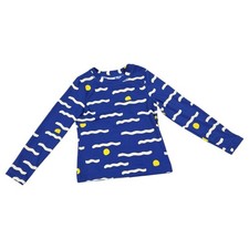 Hanna Andersson Kids Sz 5 UPF Long Sleeve Blue Wavy Stripe Sun Dot Rash Guard