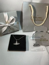 Vivienne Westwood Silver Mini Bas Relief Necklace With All Packaging